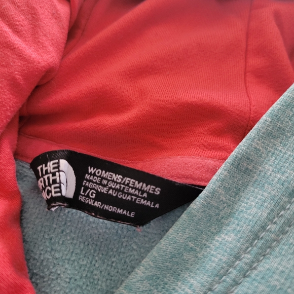 The North Face Light Blue Hoodie with Coral Logo - Picture 3 of 6